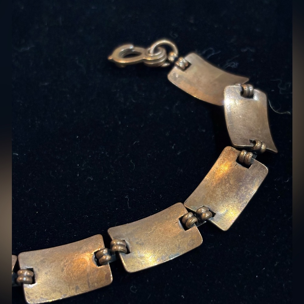 VTG NATIVE AMERICAN COPPER TRIBAL PANEL LINK BRACELET CONCHO SOUTHWESTERN - Picture 2 of 3